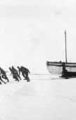 Print of hauling the lifeboats across pack ice, buy from Stanford's