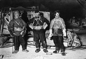Bowers, Wilson and Cherry-Garrard about to set out on the "Worst journey in the world"