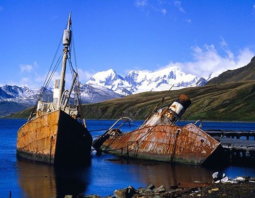 Abandoned whaling boats at Grytviken - South Georgia. Photo courtesy NOAA