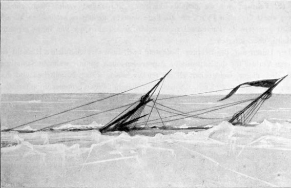 The ship Antarctic sinking in the Antarctic Sound