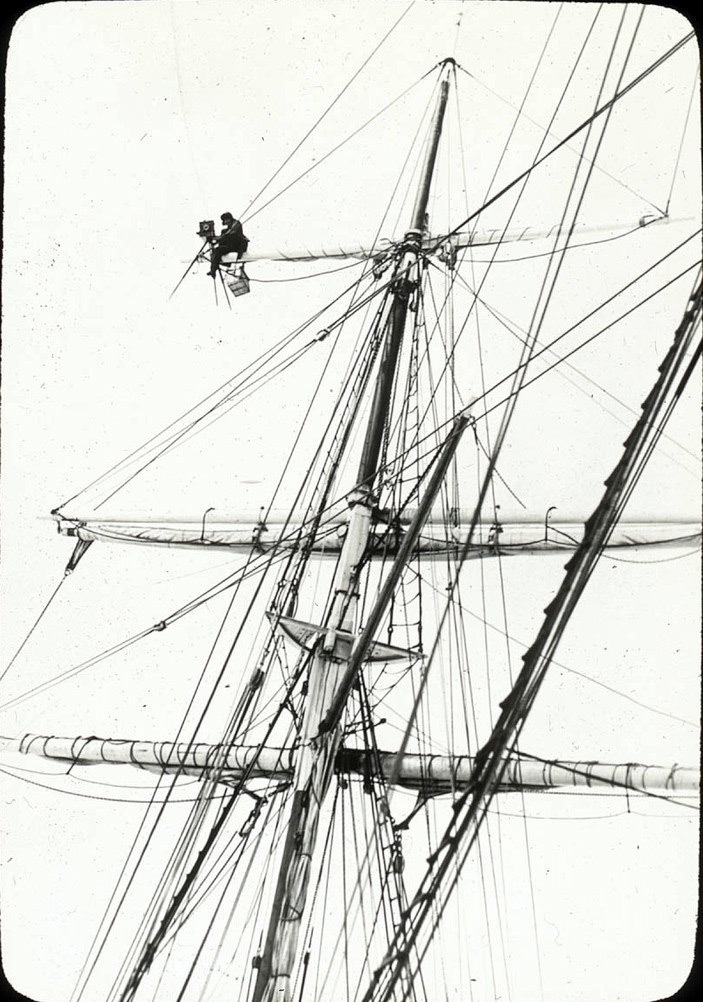 Frank Hurley in Endurance rigging