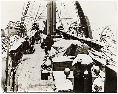 The deck of the Endurance after a snow-fall
