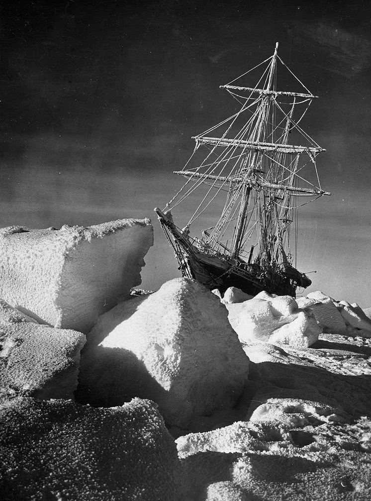Endurance in the ice with rime on rigging