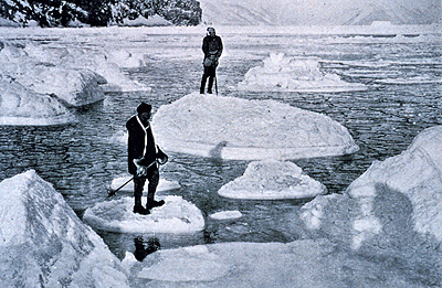 Campbell and Priestley afloat on pancake ice