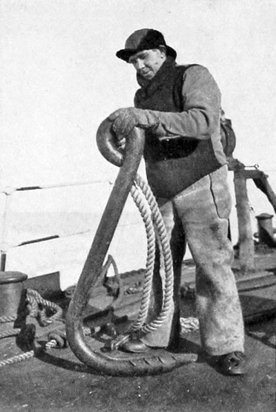 Cheetham on the Terra 
						Nova with an ice anchor