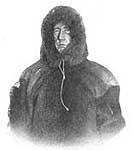 Roald Amundsen in winter fur clothing on the expedtion
