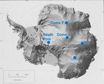 Ice domes in Antarctica