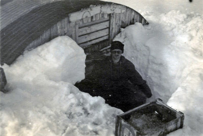 Rousing out fresh food store from Mison (?) in winter 1950 Admiralty Bay