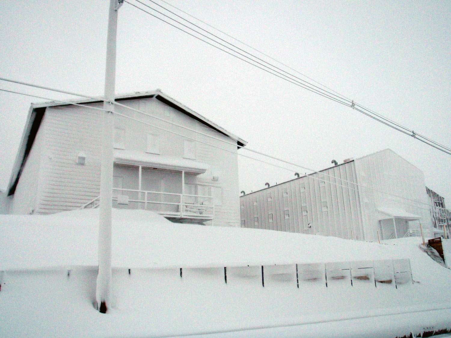 Snow Covered Buildings the Day After the Storm