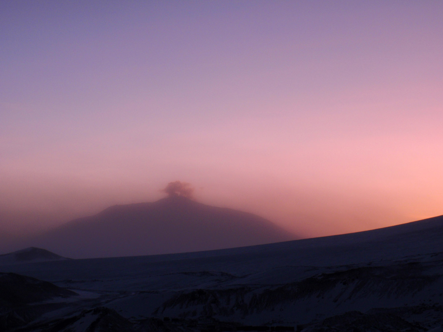 Mount Erebus in Fog at Dawn