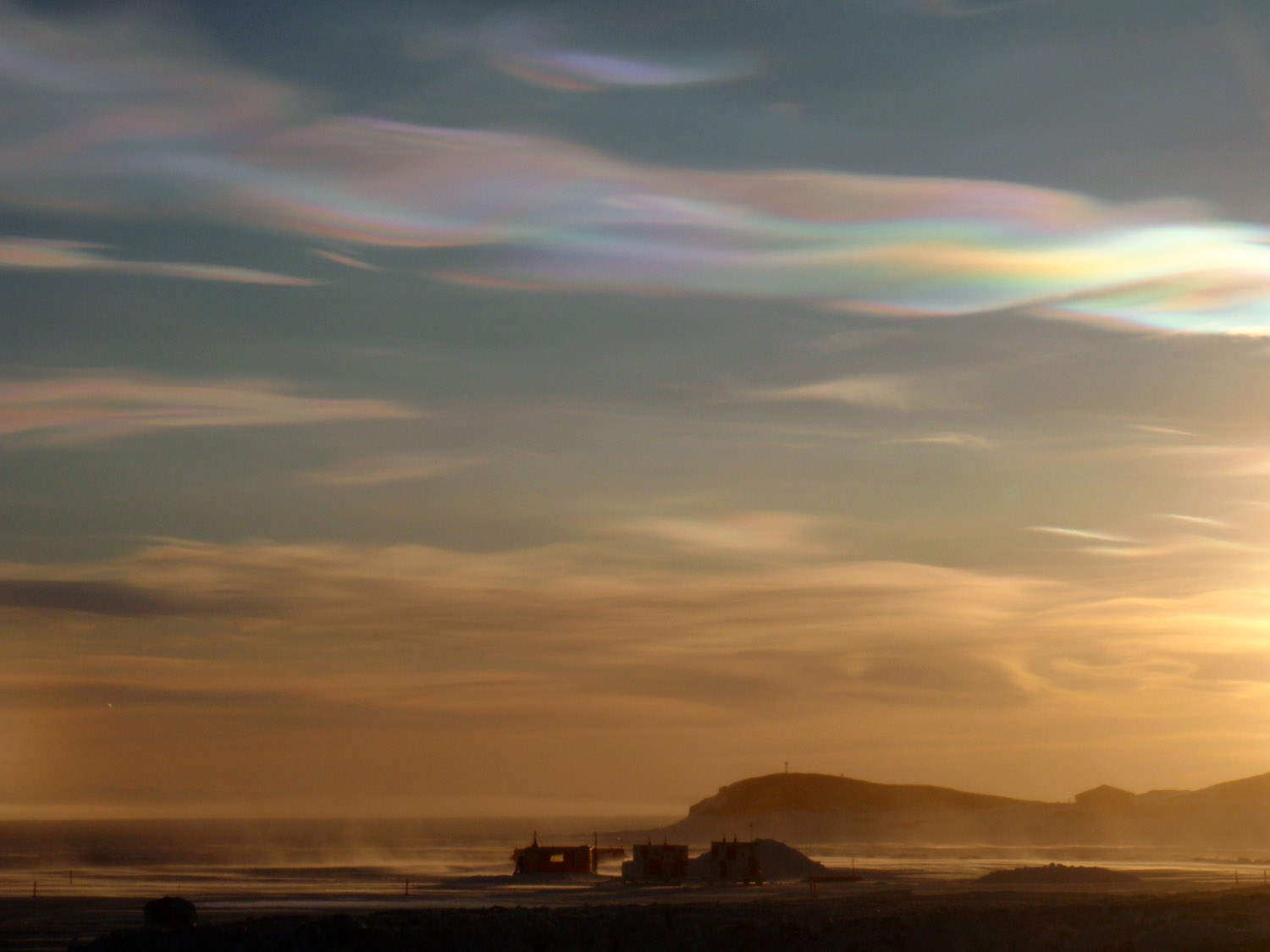 Ribbon of Nacreous Clouds over the Aerospace Ground Equipment and Communications Building