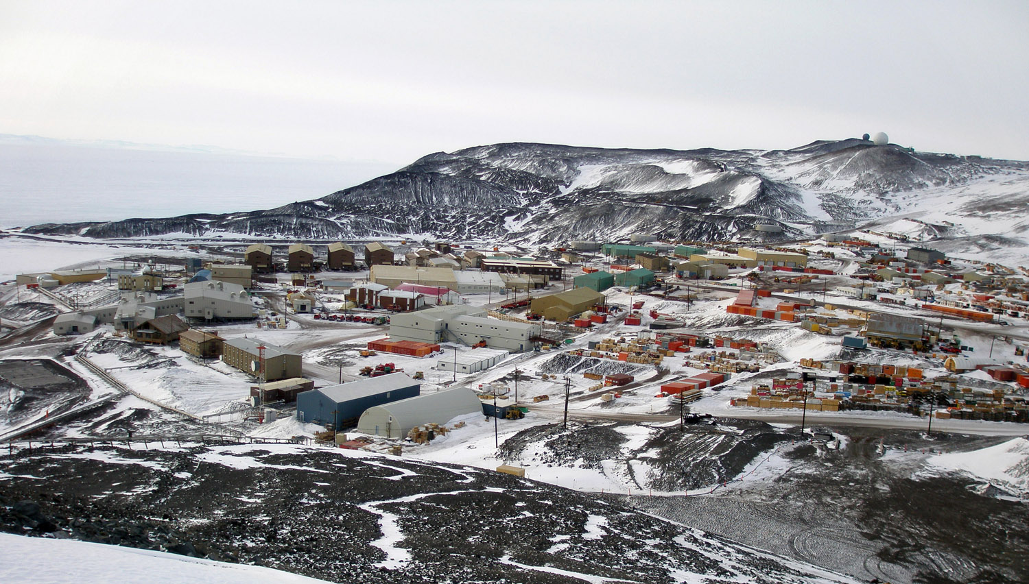 McMurdo Station from a point about one third of the way up Observation Hill