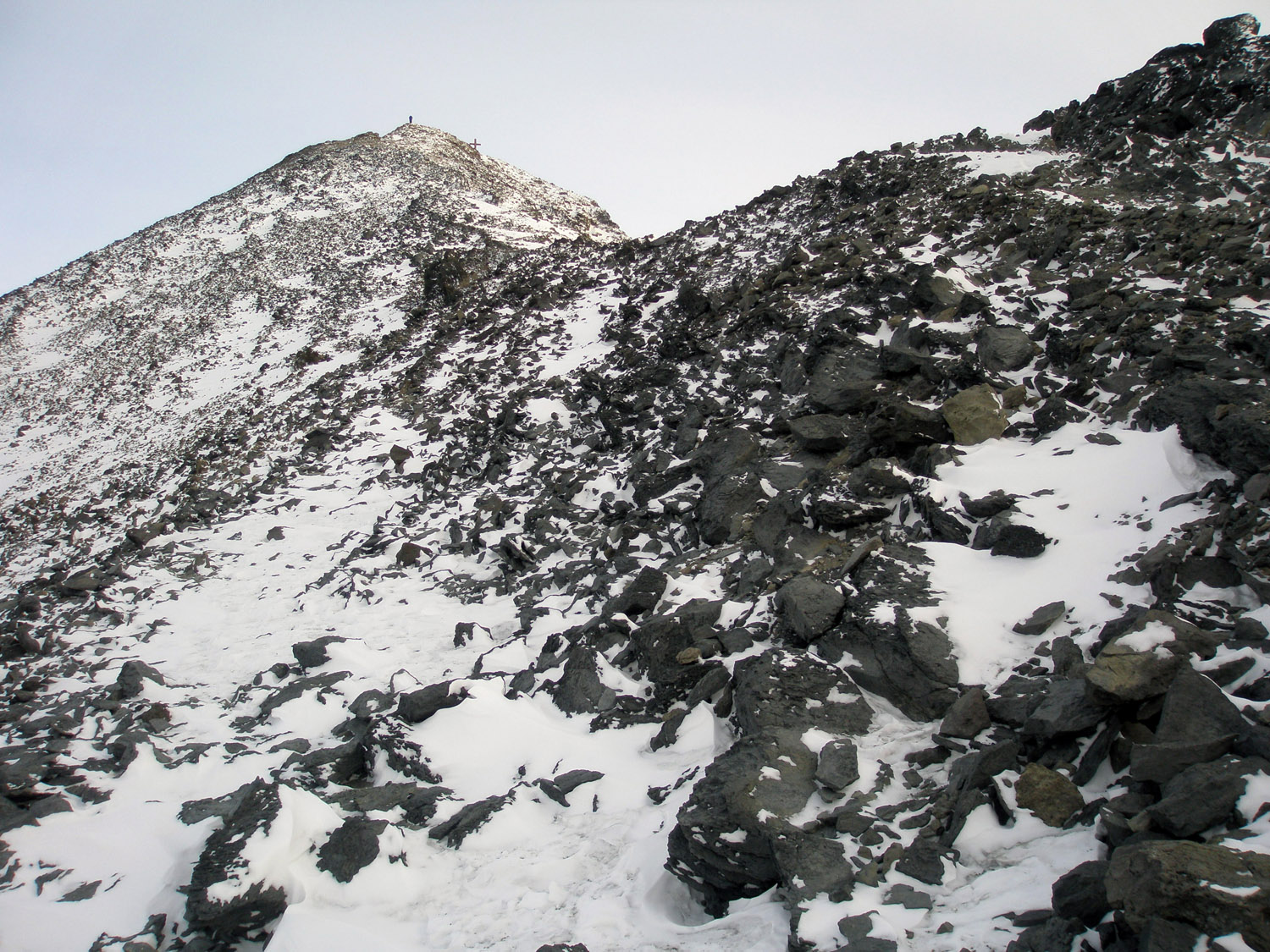 Looking back at the summit, while descending Observation Hill