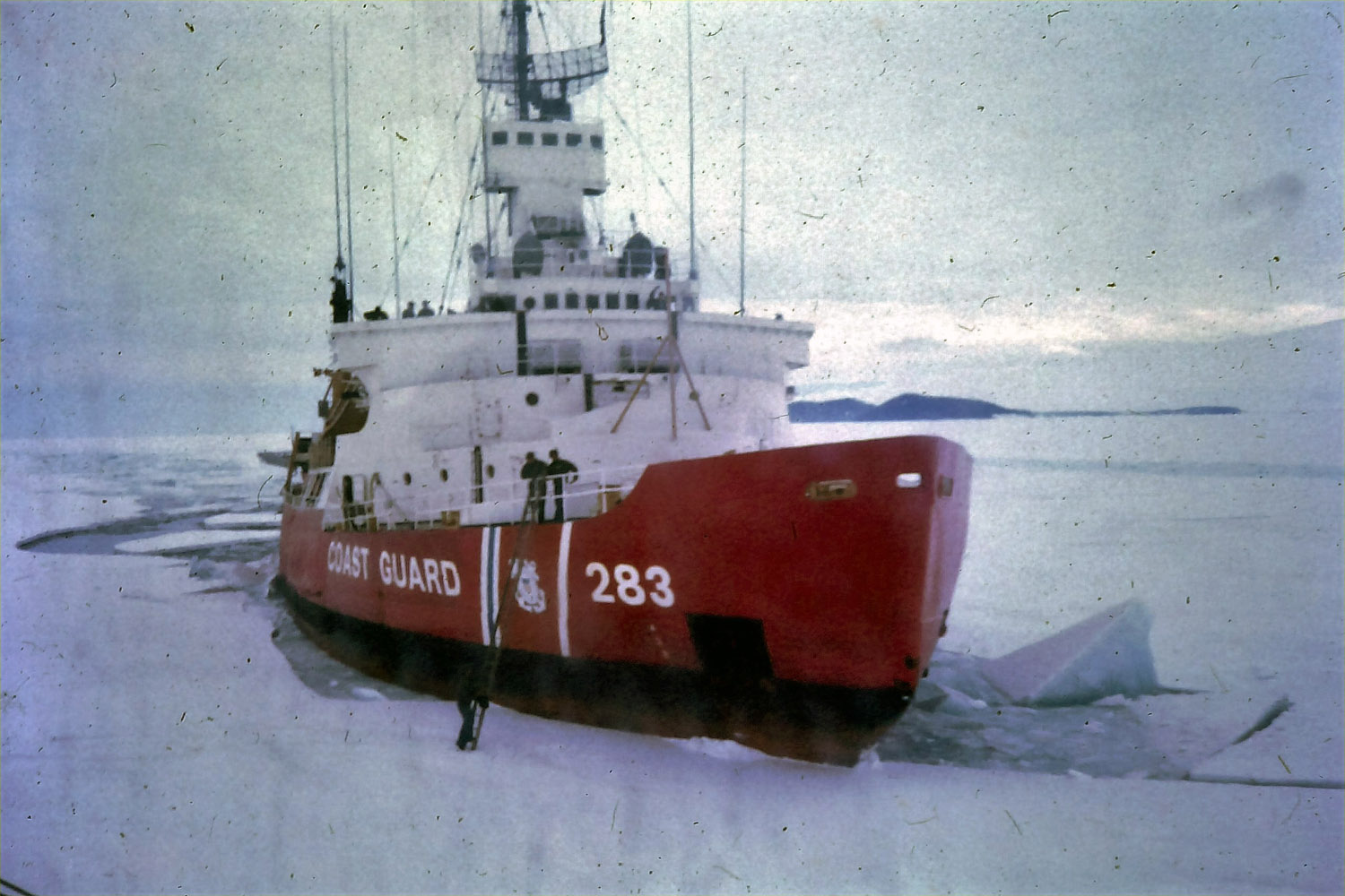 Mail drop to the Coast Guard icebreaker as it approached McMurdo with the re-supply ship