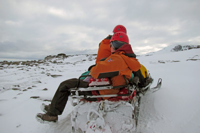 Getting about by skidoo when there's enough snow