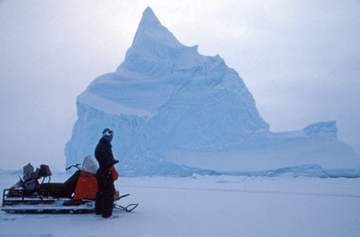 Ice Berg Trapped in Winter Sea Ice