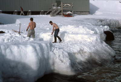 Digging a Slope Through the Ice Foot to Launch Boats,