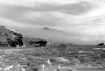 Chaotic packed broken ice in Factory Cove