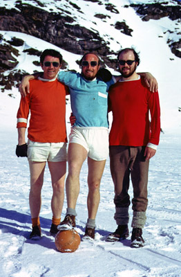 The lads before football on the ice