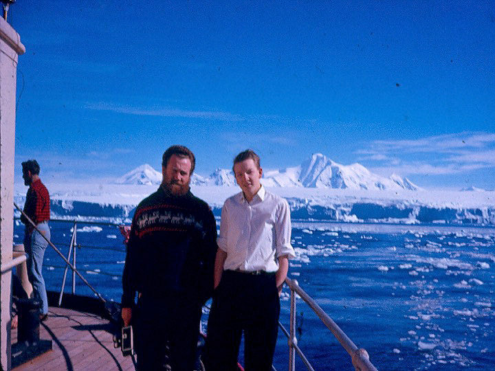 Paul Ellery (rt.) on board the Biscoe