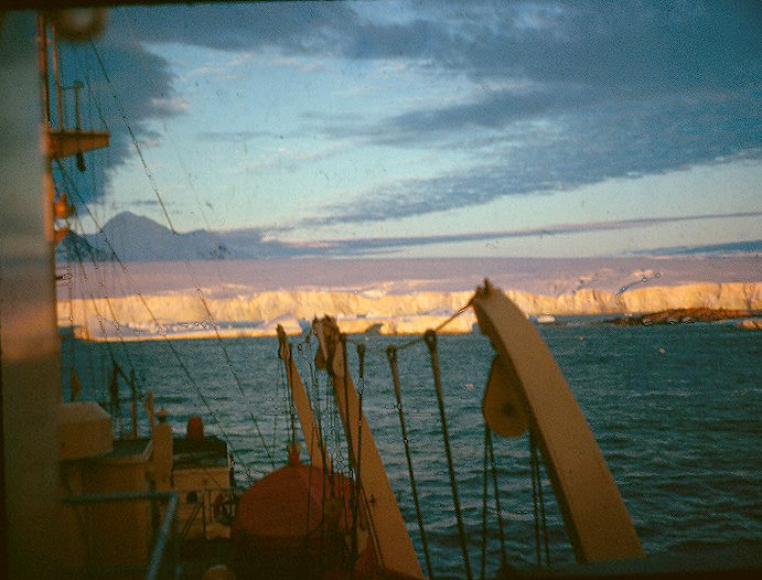 Antarctic Peninsula from the Biscoe at sunset