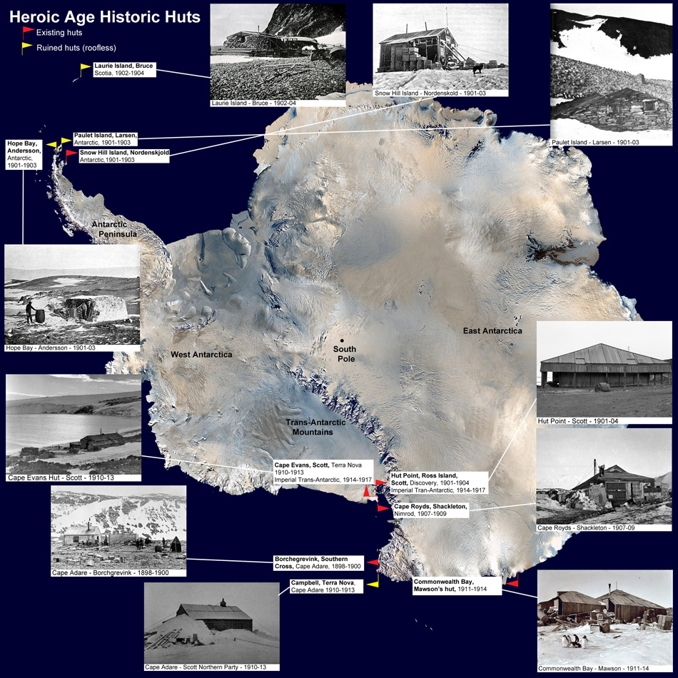 historical huts in antarctica