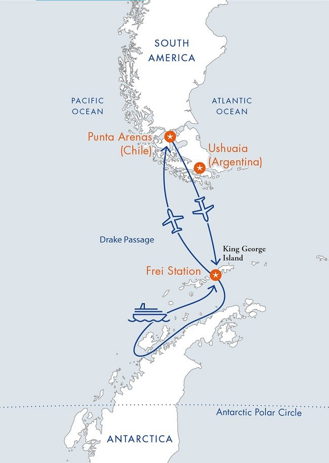 Fly to Antarctica Flights and Cruise, Antarctic Peninsula and South