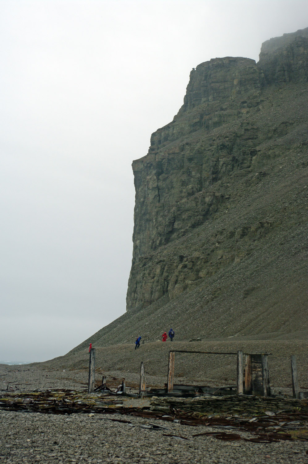 The Remains of Northumberland House Beechey Island Showing the Memorial and Cliff Behind