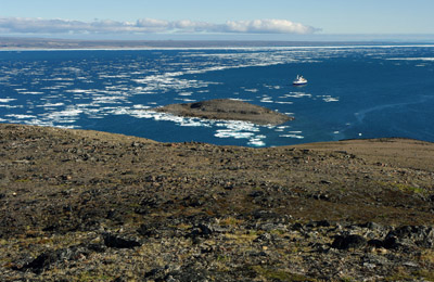 Bylot Island Overlooking Navy Board Inlet - Looking Back at the Clipper Adventurer