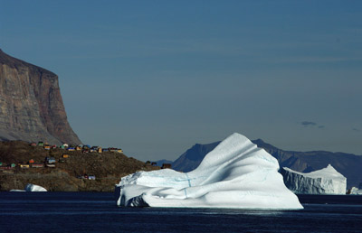 Uummannaq Town, Greenland with Icebergs
