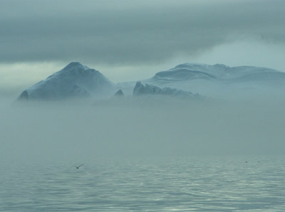 Disko Bay, Ilulissat Greenland, Icebergs in the Mist