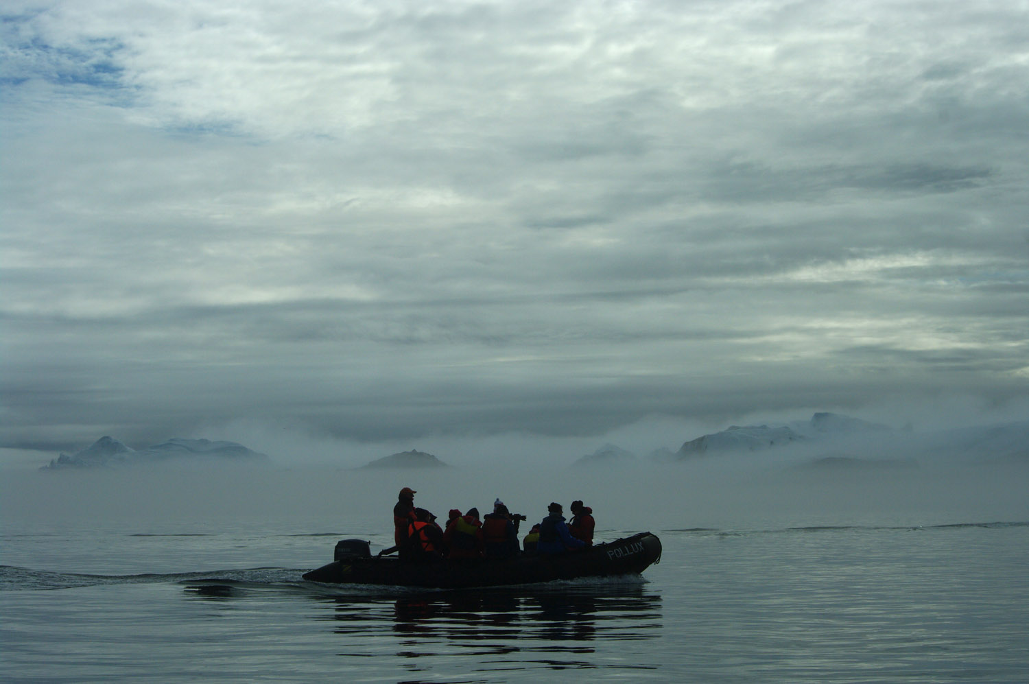Disko Bay, Ilulissat Greenland, Icebergs in the Mist, Zodiac Cruise