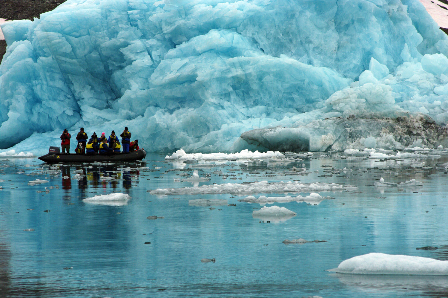 Ships and Boats, Svalbard - 11 - Tourists in a Zodiac Amongst Ice