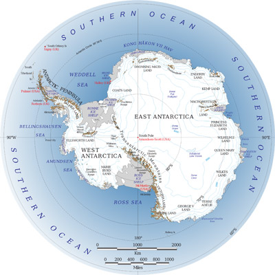 Basic labelled free use map of Antarctica