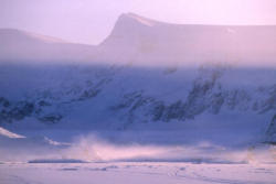 Antarctica weather, steaming ice-cracks