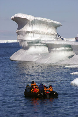 Zodiac and berg Terra Nova Bay