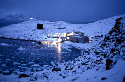 Signy Island Antarctica base night 2