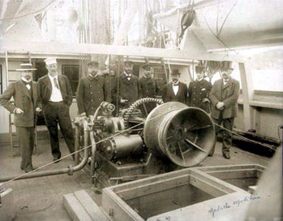 The Belgica beore she sailed for Antarctica - winch in foreground